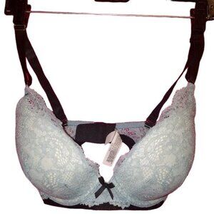 Victoria's Secret Dream Angels Push-Up Blue Black Underwire Bra Plus Size 32DD